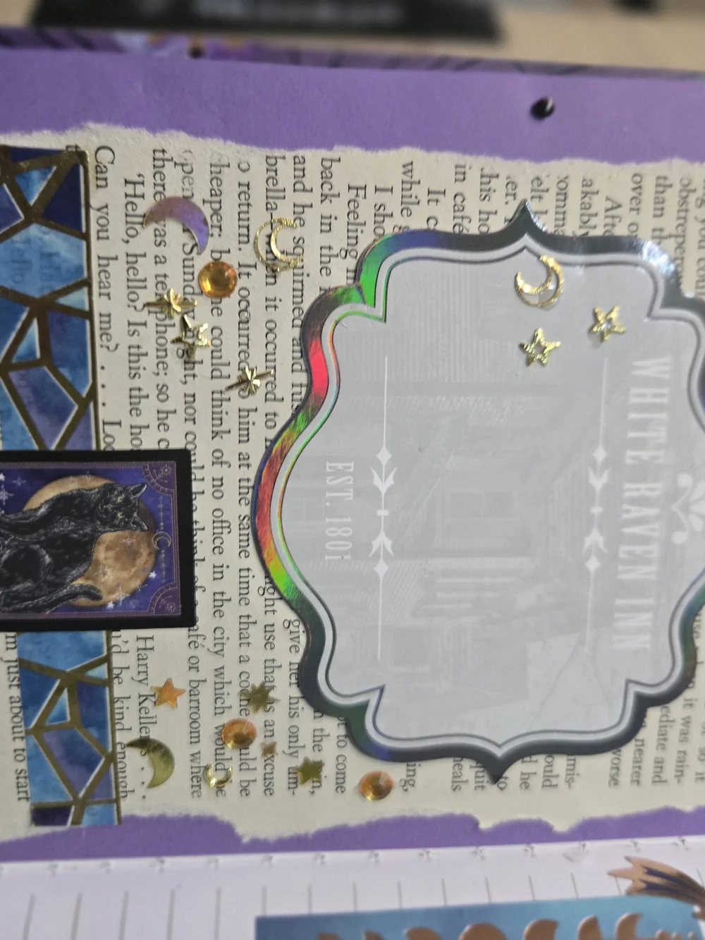 Hand Embellished Black Cat Journal & Scrapbook Kit | Celestial Purple